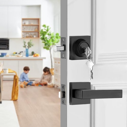 NCSEN Front Door Locksets with Deadbolt, Black Door Handles, Combination Door Lock, Exterior Door Lever (Matte Black)…