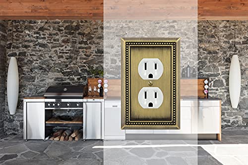 Henne Bery Antique Brass Sunken Pearls Heavy Duty Wall Plate Cover - Single Duplex 2PK