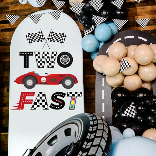 Fast Two Birthday Racing Decal, Racing Second Sticker Photo Prop Racing Party Decor 2 Fast Sign for Backdrop Race Car 2nd Birthday Decorations for Boys