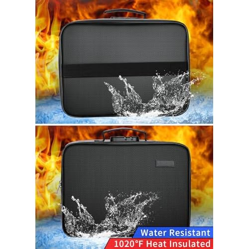 Fireproof Document Box with Lock,Waterproof Document Organizer with Zipper,Heat Insulated Accordion File Organizer,Portable File Box for Important Documents,Files,13 Pockets