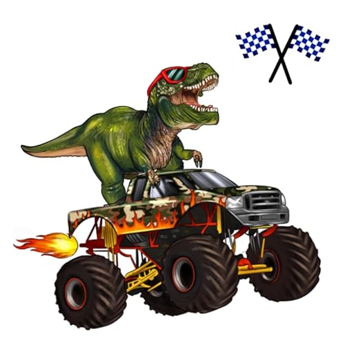 Monster Dinosaur Truck Wall Decals Peel and Stick for Boys Room Decor, Vinyl Monster Dinosaur Truck Wall Stickers Murals for Boys Bedroom Decor