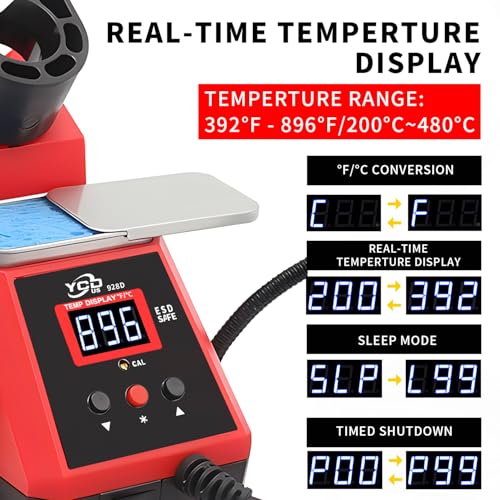 60W Digital Display Soldering Iron Station Kit w 2 Helping Hands, 6 Extra Iron Tips, Lead-Free Solder, Solder Sucker, S/S Tweezers, ¡ÆC/¨¬F Conversion, Auto Sleep & Calibration Support