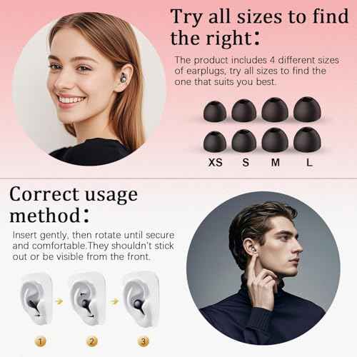 Ear Plugs for Sleeping Noise Cancelling 45dB, Reusable Silicone Earplugs with 8 Eartips and Travel Case, Soft Comfort Hearing Protection for Concerts, Snoring, Travel, Study (Black)