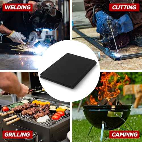 36x48in Carbon Felt Welding Blankets, Flame Retardant Fabric Material, 5MM Heat Shield Withstand High Temperature, Fireproof Mat for Soldering Brazing Plumbing, Insulation Pad for Grill Smoker