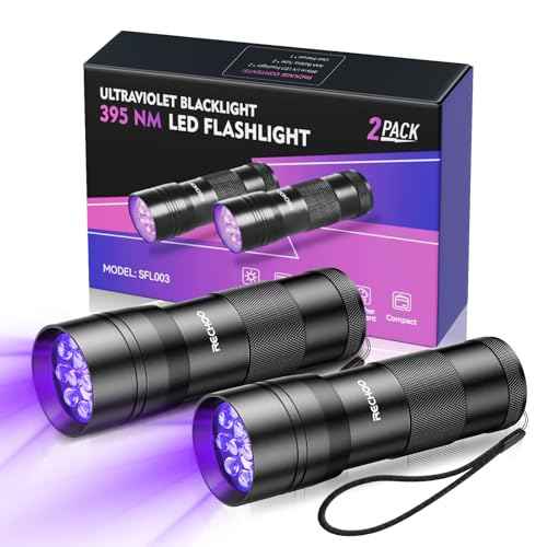 Black Light UV Flashlight 2 Pack, 12 LED 395nm UV Flashlight, Portable Mini UV Light Waterproof, Blacklight for Pet Urine Detection, Dry Stains, Bed Bug, Fluorescent Agent (Batteries not included)