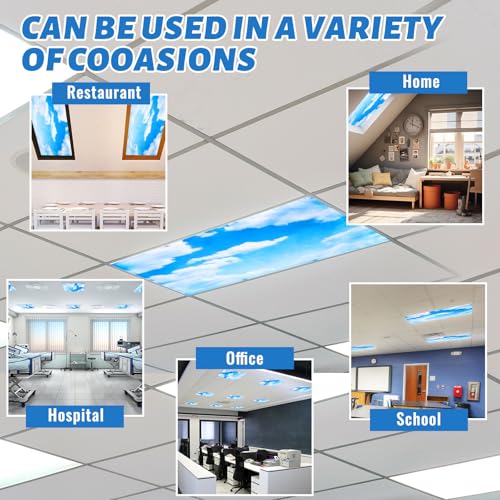Sky Cloud Fluorescent Light Covers 6 Pcs Magnetic Ceiling Filters for Classroom Office