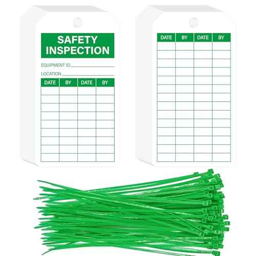 90Sets Safety Inspection Tags with Adjustable Wire Ties Accident Prevention Label for Inventory Scaffolds Ladders Fire Extinguisher Machinery 5.51 X 3inch