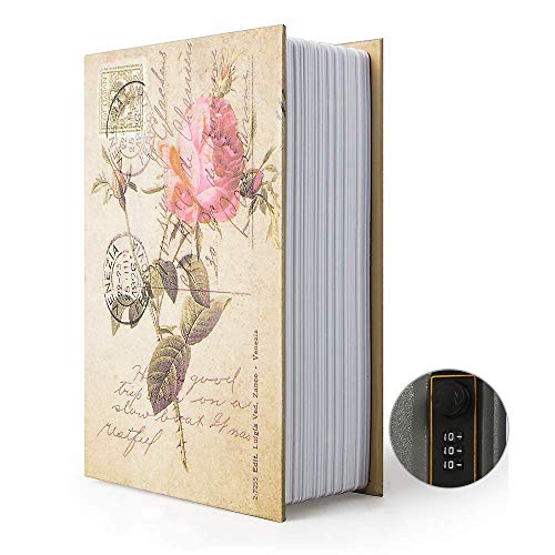 PACOLO Rose Combination Diversion Book Safe with Security Lock - Hidden Storage Box, 9.5x6x2.2 Inches