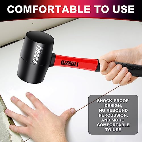 16oz Rubber Mallet Hammer with Fiberglass Handle for Flooring Camping Woodworking