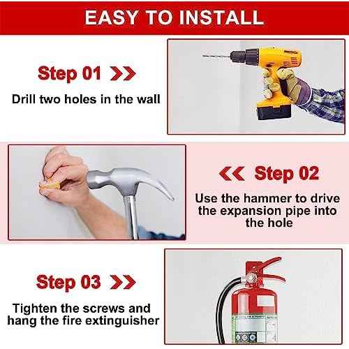 Universal Fire Extinguisher Bracket, Fire Extinguisher Mounts & Brackets is Fits Extinguishers from 5 to 15 lbs, Slot Diameter 1 to 1.25 Inches, Holder for Dry Chemical and Water Extinguishers. (2)