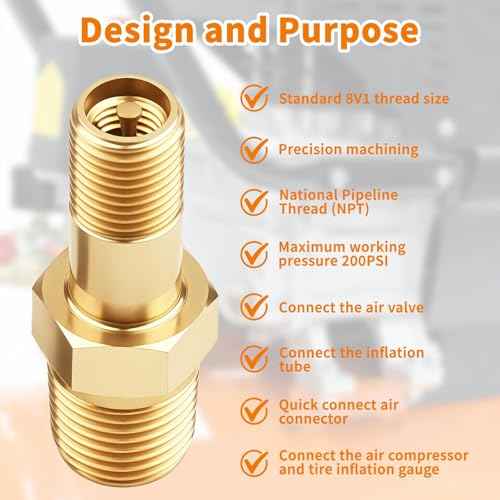 4 Set Gold 1/8 Schrader-Valve, Metal 1/8 Tank Valve, Brass Pipe with Air Compressor Tank with Sealing Caps/Anti-Corrosion Brass-NPT-Schrader-Valveing for Air Chuck, Semi Trucks Trailers