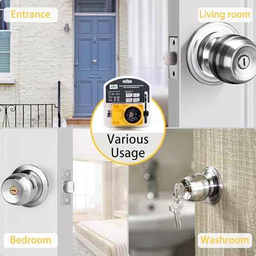 RKK 1-3/8" - 1-3/4" Door Lock Installation Kit Door Hole Drilling Kit for Wooden Doors, Hole Saw Kit with Guide Template Jig Hole Saw Pilot Bits (Yellow)