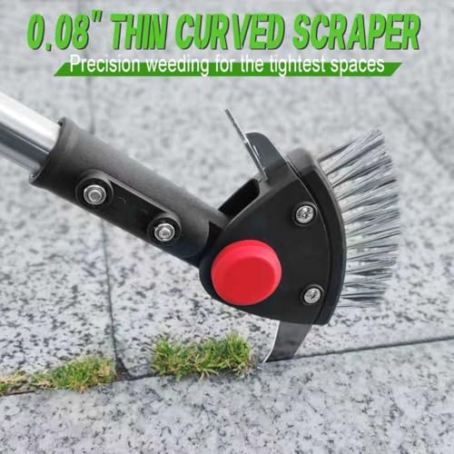 BARAYSTUS 3-in-1 Long Handle Crack Weeder & Crevice Cleaning Tool with Stainless Steel Brush