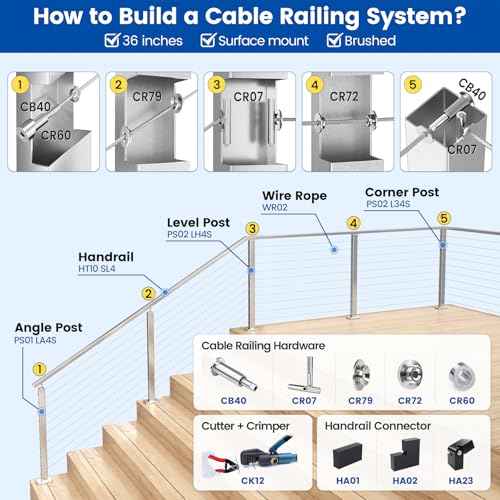 Muzata Cable Cutter Heavy Duty Stainless Steel Wire Rope Cutter Aircraft Up to 5/32" for Decking Railings Metal Fence Bicycle Housing Brake M015, CT1