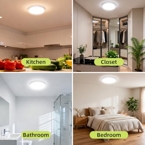 Hepside 7-Inch Flush Mount Ceiling Light with 5 Color Temperatures, White - 1 Pack