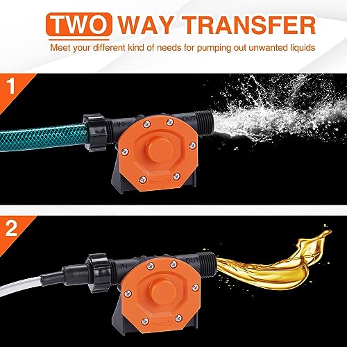 Orange Self Priming Water & Oil Transfer Drill Pump Kit - Hand Power Tool Attachment