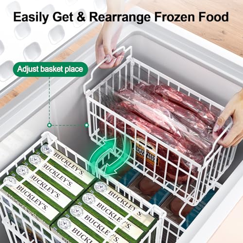 MSERCUOR White 6-Pack Deep Freezer Organizer Bins for 5/7 Cu Ft Chest Freezers