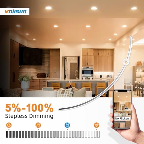 VOLISUN 6 Inch Recessed LED Downlight White 5CCT 13W (120W Eqv) Dimmable