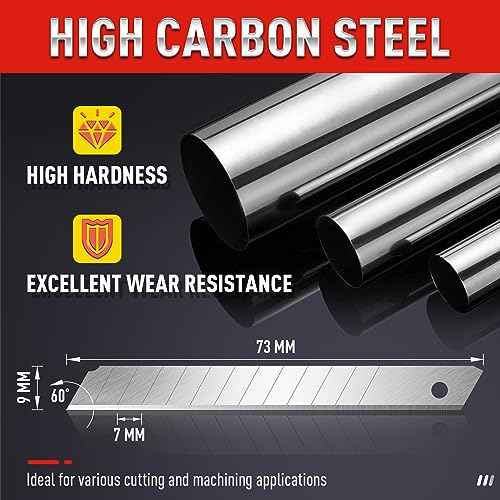 DIYSELF 50Pcs 9mm Utility Knife Replacement Blades, Snap Off Blades for 9MM Universal Box Cutters (60¡Æ)