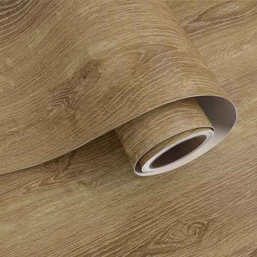 VaryPaper Light Brown Wood Grain Contact Paper for Cabinets Wood Wallpaper Peel and Stick Countertops Waterproof Removable Self Adhesive Wood Vinyl Wrap for Furniture Table Desk Shelves 15.7''x78.7''