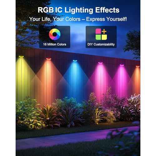 Permanent Outdoor Lights Pro,50ft with 30 LED RGB IC Smart Eave Light for Outdoor Decorations,IP67 Waterproof with Remote/App Control,DIY LED Scenes Modes for House Roof Decor, Black