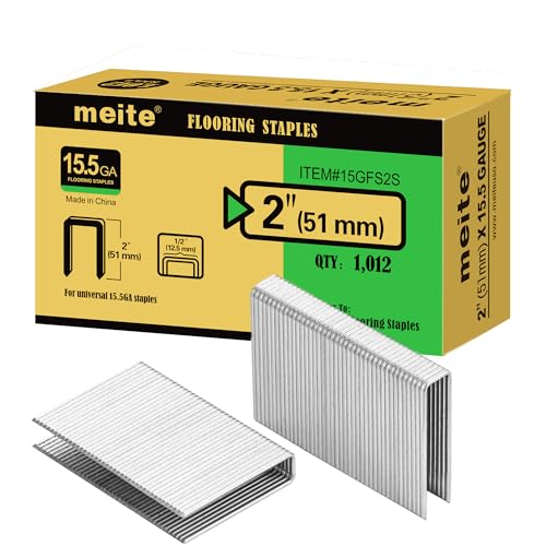 Meite 15.5 Gauge 2-Inch Flooring Staples 1,012 Pack - Compatible with Most Staplers