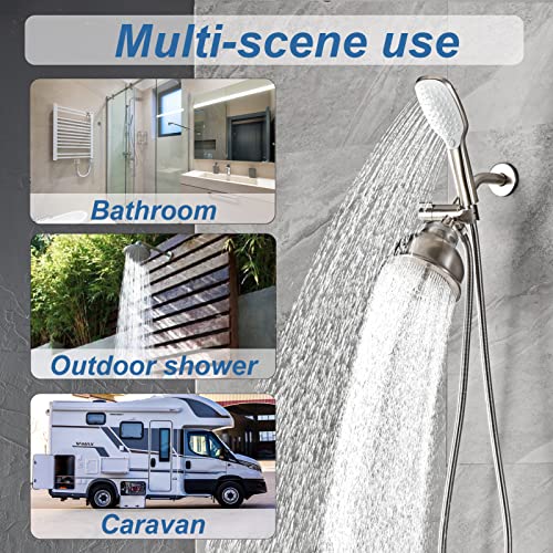 Uvish Brushed 3-Way Shower Diverter Valve with Hand Shower Holder, G1/2 Splitter