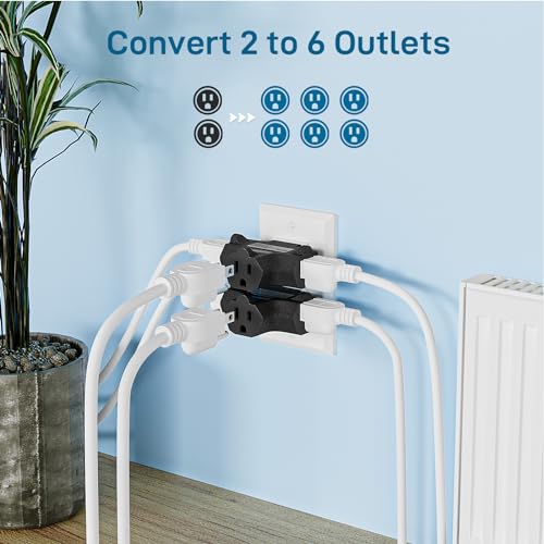 K KASONIC Black 3-Outlet Grounding Power Adapter Heavy Duty Plug Extender