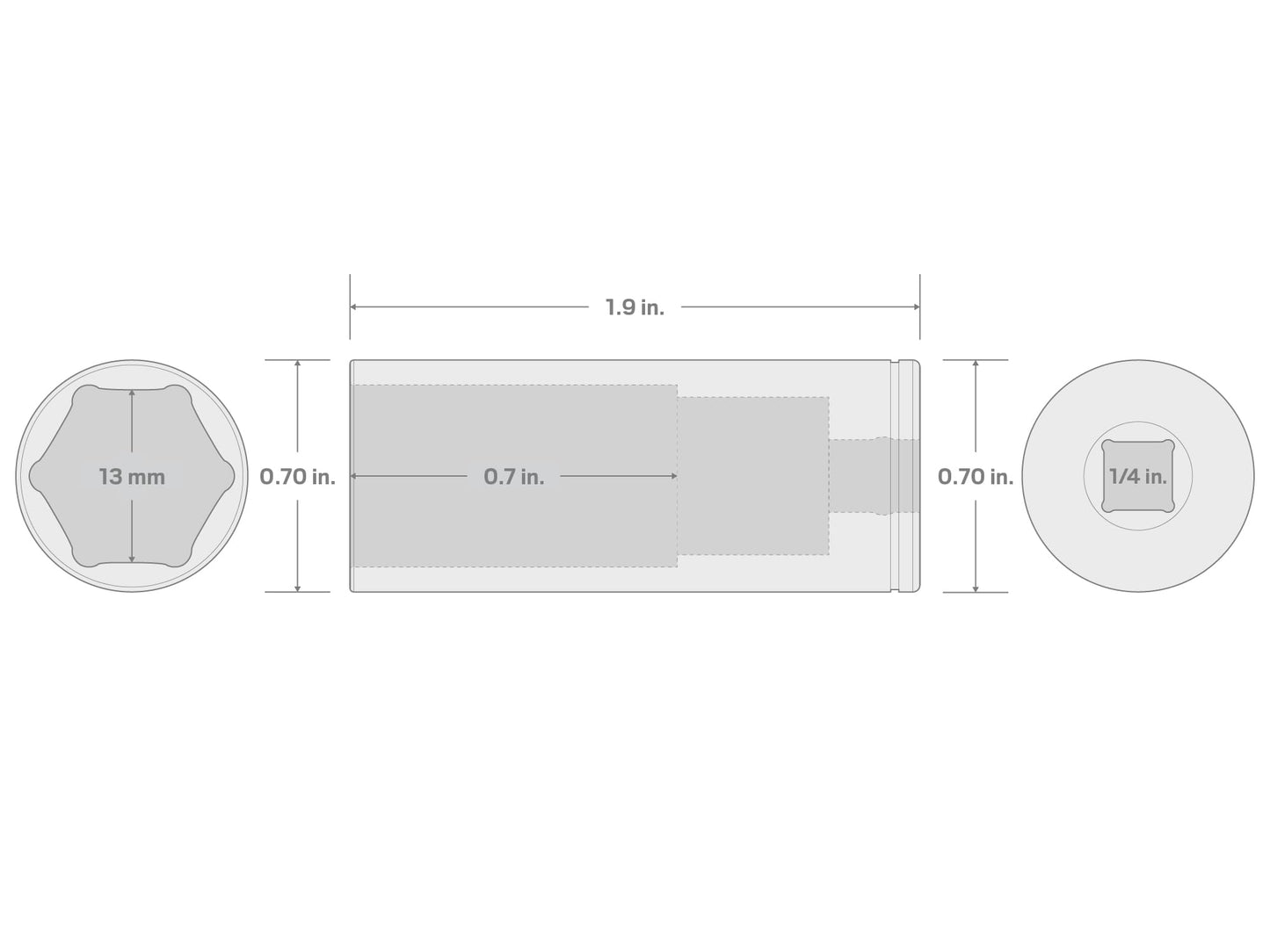 TEKTON 1/4 Inch Drive x 13 mm Deep 6-Point Socket | SHD03113