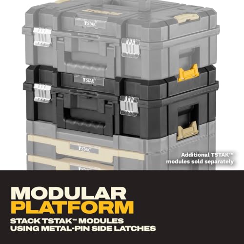 DEWALT TSTAK II Flat Top Tool Box 13-Inch, Stackable Heavy Duty Organizer (Pack of 1)