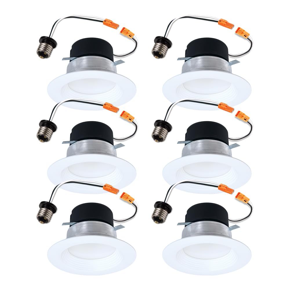 HALO LT 4 Inch Recessed Light Trim, 5 Color Temperatures, Dimmable Baffle Can Light -LT4069FS1EWHR6PK