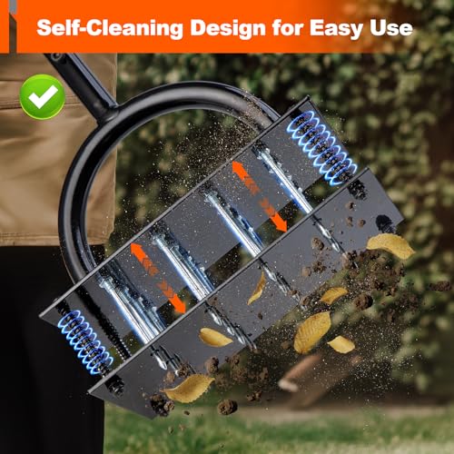 Bluesea Lawn Aerator with 16 Steel Spikes & Orange T-Handle - Heavy Duty