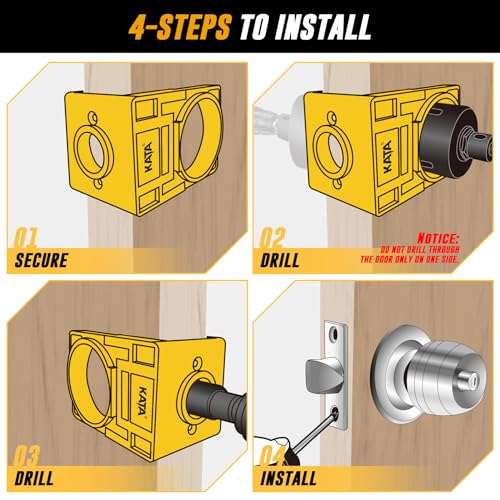KATA 1-3/8" - 1-3/4" Wood Door Lock Installation Set with Guide Template, Hole Saw Kit for Easy Lockset Installation