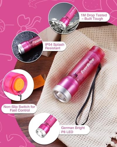 EverBrite Pink Small Flashlight - 3 Modes, Batteries Included, Compact & Waterproof