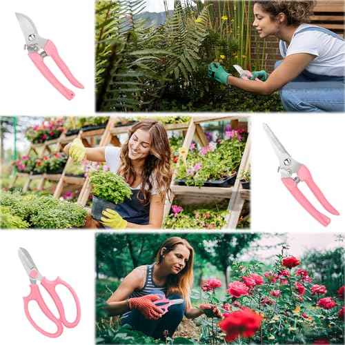 Garden Scissors 3Pcs Floral Shears with 3 Different Blades,Floral Scissors with Comfortable Grip Handle for Cutting Flowers Trimming Plants