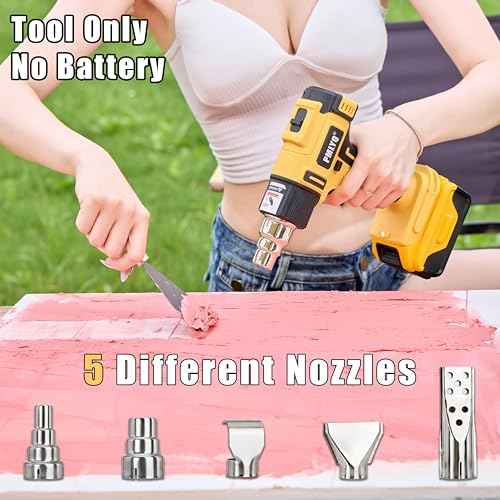 Cordless Heat Gun for Dewalt 20v Battery,350W Fast Heating Soldering Hot Air Gun,2-Temp Setting Max 1022¡ÆF(550¡ÆC),Heat Gun for Tube Bending,Resin & Decorating (Tool Only NO Battery)