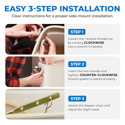 Qualihome Chrome Finish Side Mount Toilet Handle Replacement Kit - Universal, Modern Bathroom Decor
