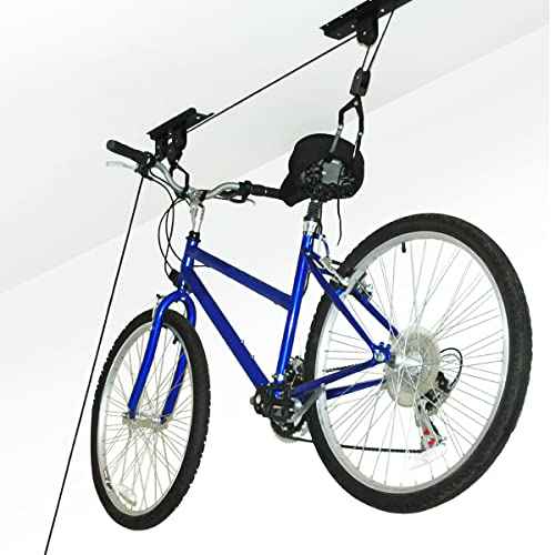 Bike Hanger - Overhead Hoist Pulley System with 100lb Capacity for Bicycles or Ladders - Secure Garage Ceiling Storage by Rad Sportz