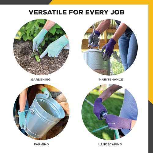 Wells Lamont Gardening Gloves for Women ? Breathable Polyester, Seamless Fit ? PU-Coated Palm for Grip & Durability ? Elastic Wrist ? Pink/Green/Purple, Medium, Pack of 3 (413MF)