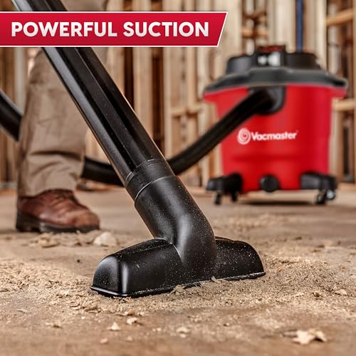 Vacmaster 12-Gallon Heavy-Duty Wet/Dry Shop Vacuum with 5.5 Peak HP, Red
