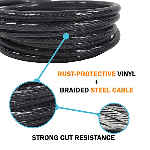 Lumintrail 7-FT Heavy-Duty Vinyl-Coated Steel Security Cable 12mm
