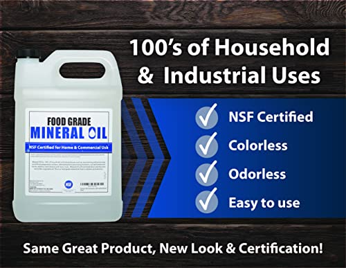 Sanco Industries NSF Certified Food Grade Mineral Oil - 1 Gallon for Food Safe Wood & Stainless Steel Care