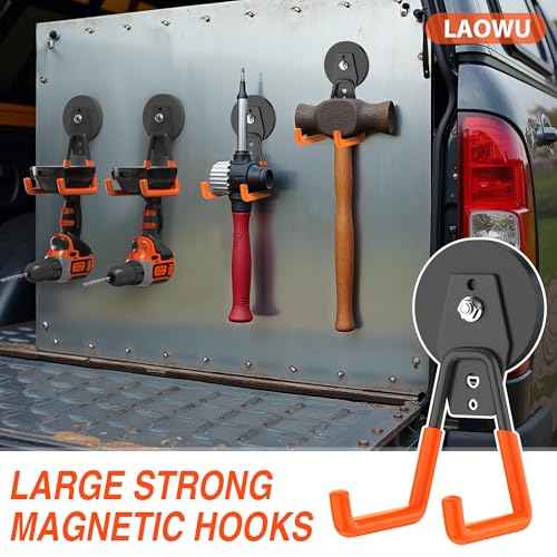3Pcs Large Magnetic Hooks Heavy Duty for Garage, Magnet Hooks for Hanging Heavy Duty, Strong Magnet Storage Hooks for Hanging Garage Tools& Garden Tools