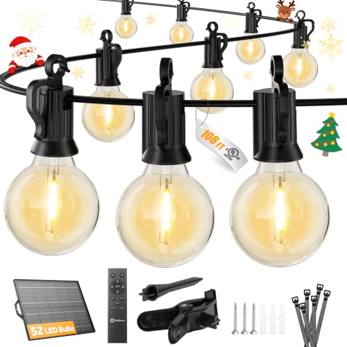 Brightown Black 108FT 52LED Solar String Lights Outdoor Waterproof with Remote & USB