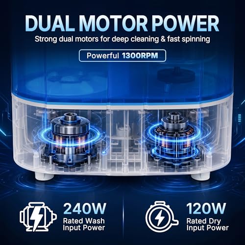 Mini Portable Washing Machine 9.9lb Twin Tub Compact Laundry Washer Dryer Combo