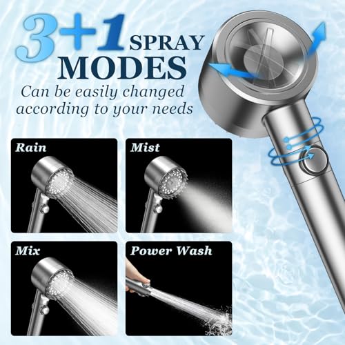 FEELSO Gray Handheld Shower Head with Filter, High Pressure & Water Saving