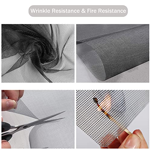 SAKURRY 48'' x 99'' Fiberglass Window Screen Replacement Kit with Roll Tool & Spline - Black