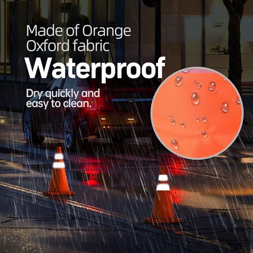 BATTIFE 4 Pack 18-Inch Collapsible Orange Traffic Cones with Reflective Strips & Storage Bag