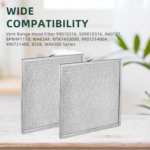 Fetechmate S99010316 Range Hood Grease Filter 11-1/4 x 11-3/4 in, 2 Pack, Replaces 99010316/WA65AF