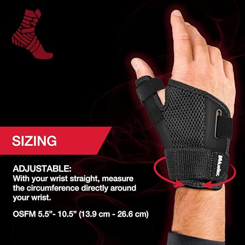 MUELLER Adjust-to-Fit Thumb Brace Spica Splint, Supports & Stabilizer, Black, One Size
